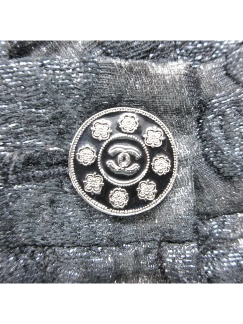 Chanel Pants 16c Camellia Jacquard All Over Pattern CC Logo Button High Waist